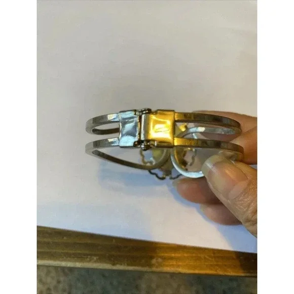 Rare Vintage Native American Sterling Silver Pink Gemstone Women Bracelet - Picture 10 of 10